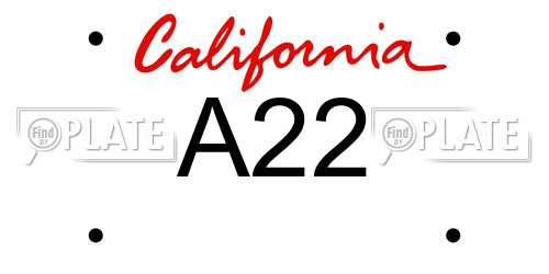 A22 California License Plate