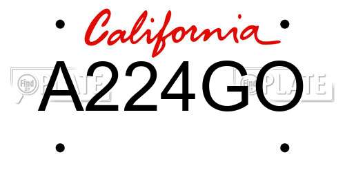A224GO California License Plate