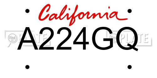 A224GQ California License Plate