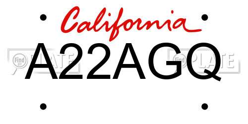 A22AGQ California License Plate