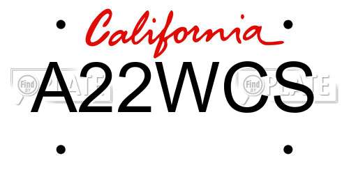 A22WCS California License Plate