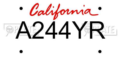 A244YR California License Plate
