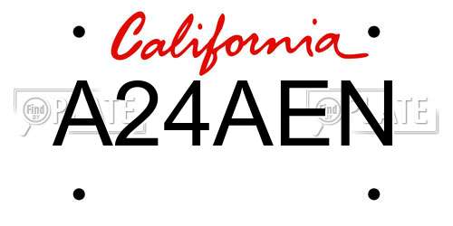 A24AEN California License Plate