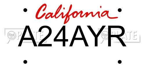 A24AYR California License Plate
