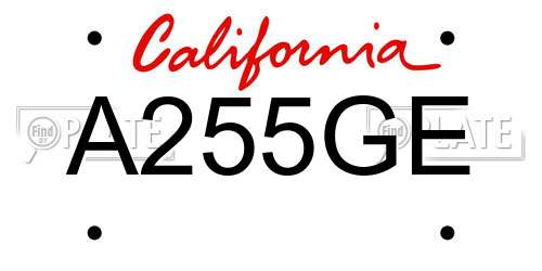 A255GE California License Plate