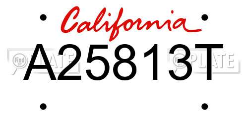 A25813T California License Plate