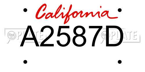 A2587D California License Plate