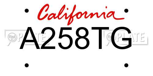 A258TG California License Plate