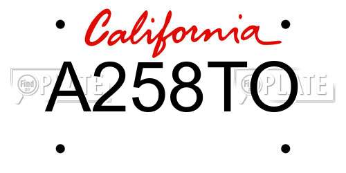A258TO California License Plate