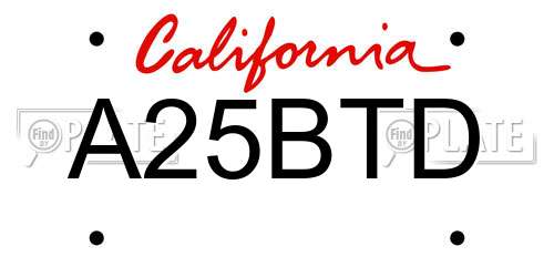 A25BTD California License Plate