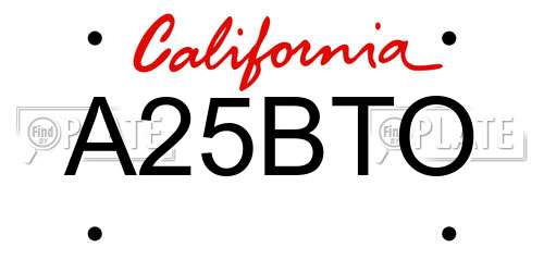 A25BTO California License Plate
