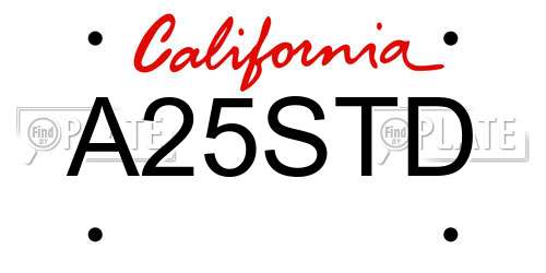 A25STD California License Plate