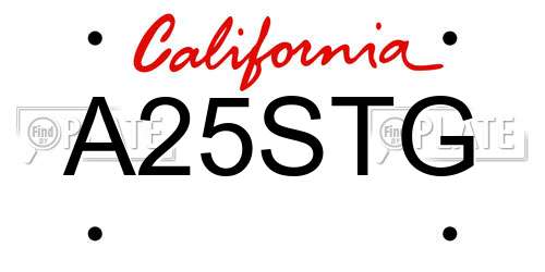 A25STG California License Plate