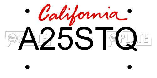 A25STQ California License Plate