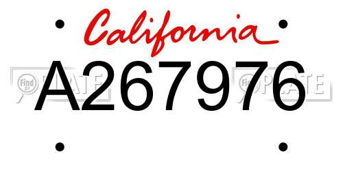 A267976 California License Plate