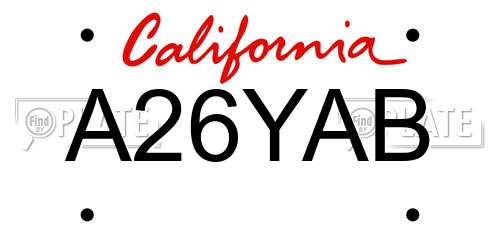 A26YAB California License Plate