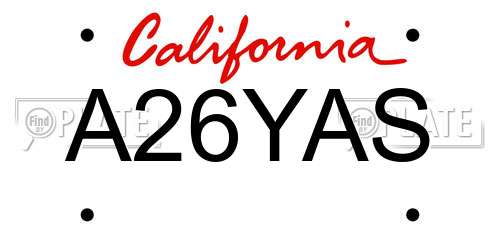 A26YAS California License Plate