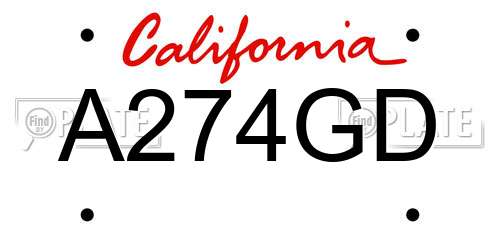 A274GD California License Plate