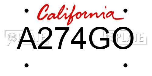 A274GO California License Plate