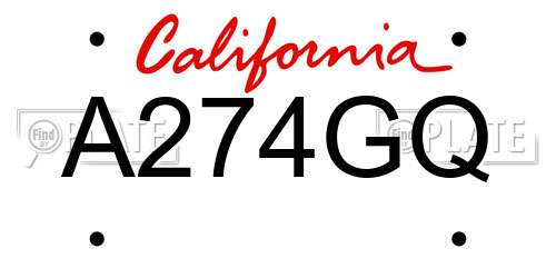 A274GQ California License Plate