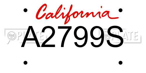 A2799S California License Plate