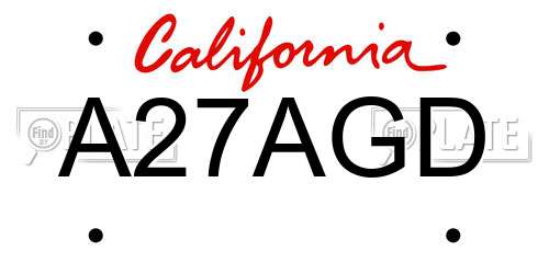 A27AGD California License Plate
