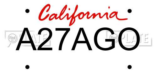 A27AGO California License Plate
