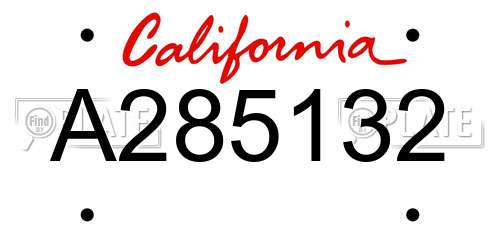 A285132 California License Plate