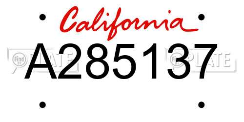 A285137 California License Plate