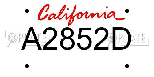 A2852D California License Plate