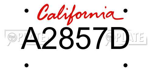 A2857D California License Plate