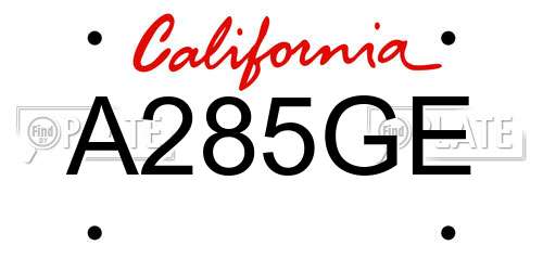 A285GE California License Plate