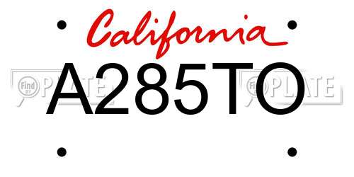 A285TO California License Plate