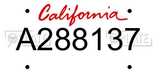 A288137 California License Plate
