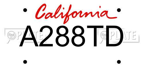 A288TD California License Plate
