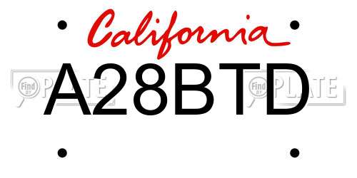 A28BTD California License Plate