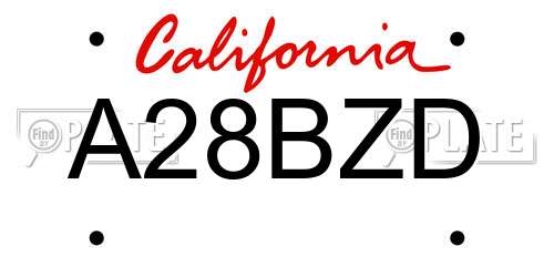 A28BZD California License Plate