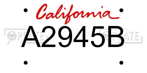 A2945B California License Plate