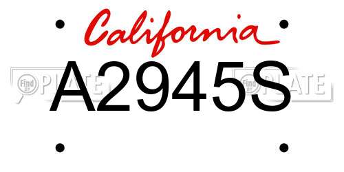 A2945S California License Plate