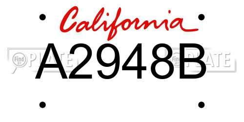 A2948B California License Plate