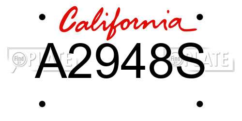 A2948S California License Plate