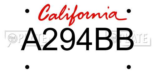 A294BB California License Plate