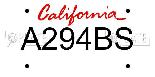 A294BS California License Plate