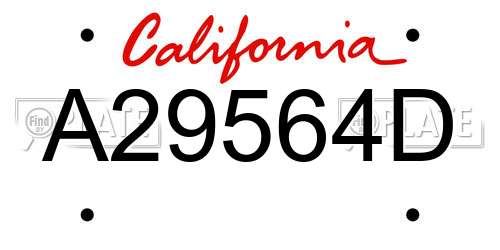 A29564D California License Plate