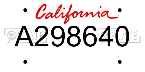 A298640 California License Plate