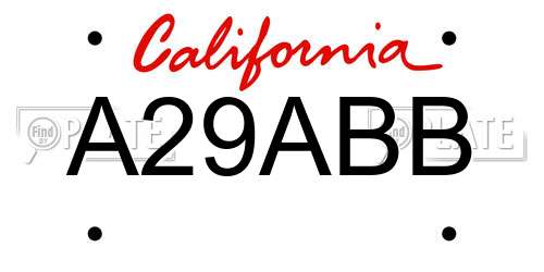 A29ABB California License Plate