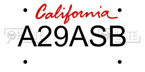 A29ASB California License Plate