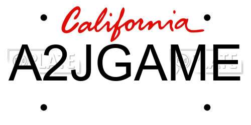 A2JGAME California License Plate