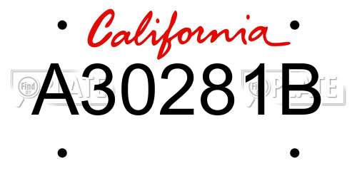 A30281B California License Plate