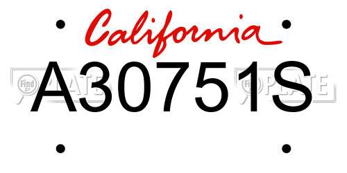 A30751S California License Plate